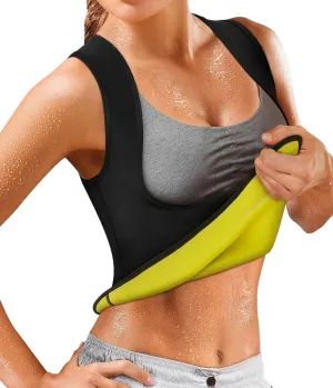 Women's Sport Hot Sweat Slimming Neoprene Shirt Vest Body Shapers for Weight Loss No Zipper Gray Sauna Tank Top
