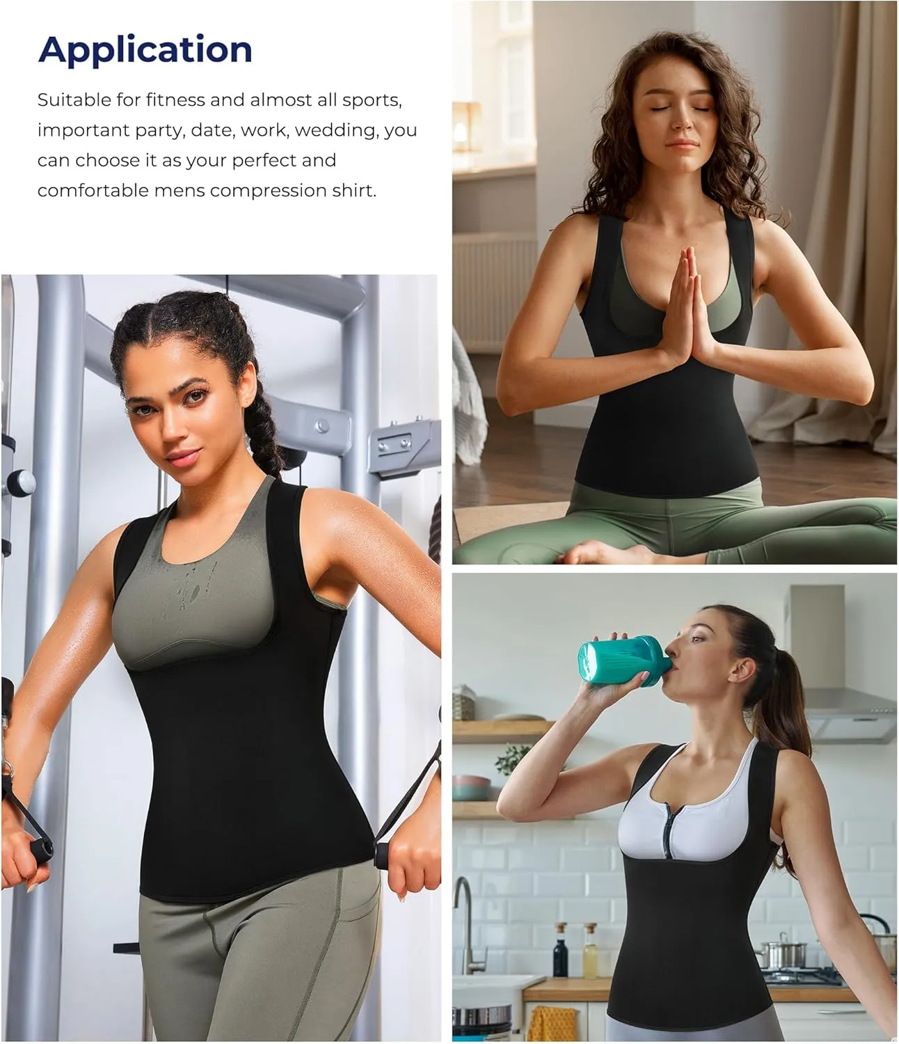 Women's Sport Hot Sweat Slimming Neoprene Shirt Vest Body Shapers for Weight Loss No Zipper Gray Sauna Tank Top