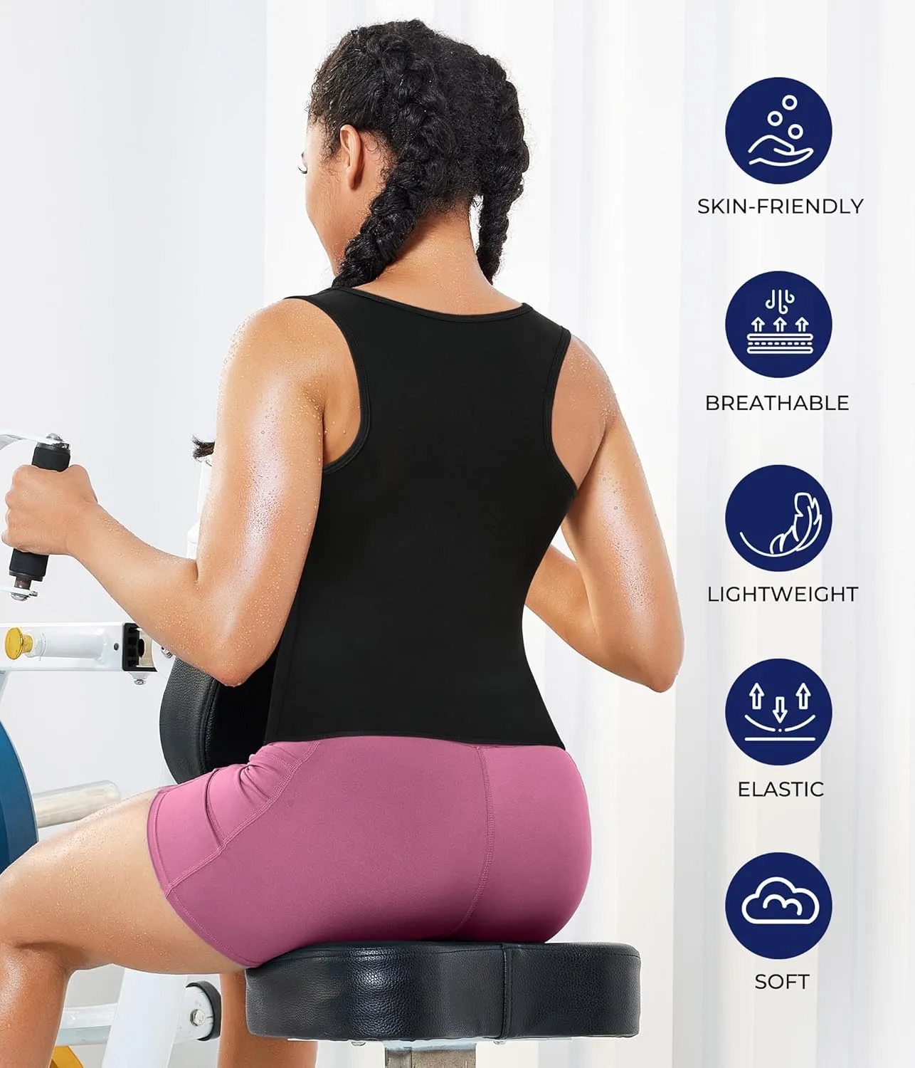Women's Sport Hot Sweat Slimming Neoprene Shirt Vest Body Shapers for Weight Loss No Zipper Gray Sauna Tank Top