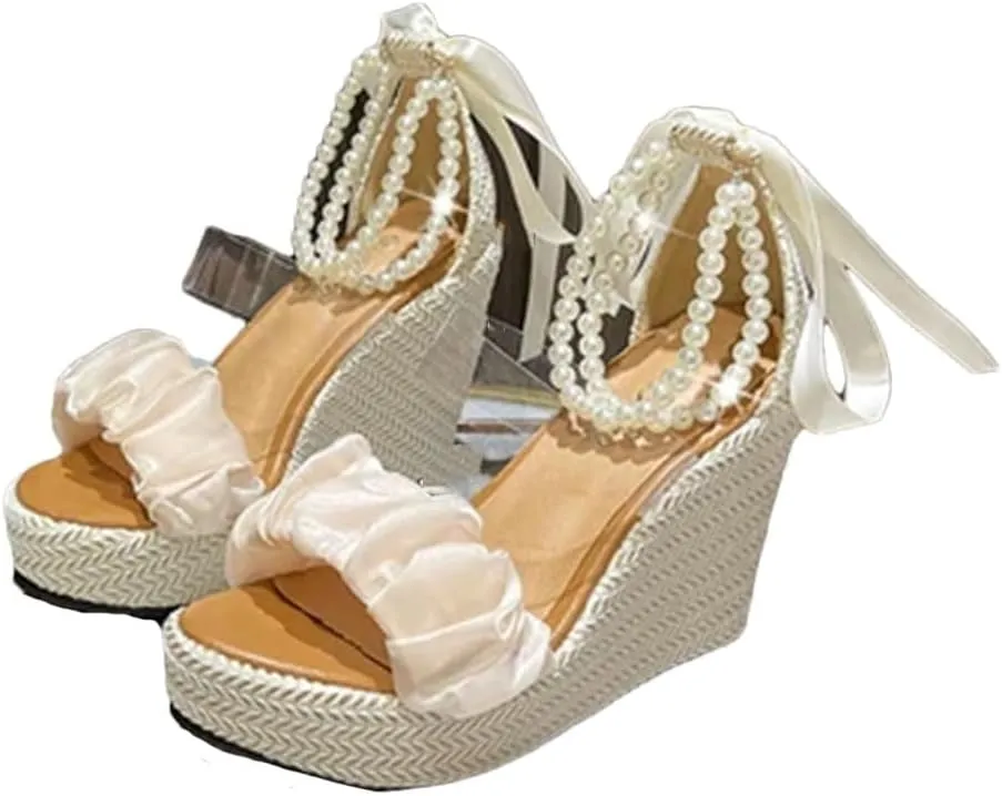 Women's Summer Open Toe Wedge Sandals With 16Cm High Heel And 5-7Cm Platform Sexy Party Shoes