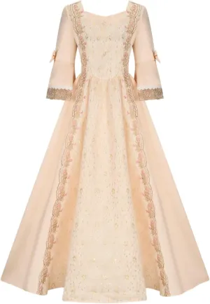Women's Vintage Court Dress Plus Size 3/4 Sleeve Medieval Renaissance Prom Dress Sqaure Neck Floor Length Dresses
