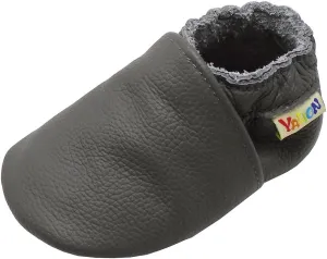 YALION Soft Leather Baby Shoes Moccasins Slip-on Boys Girls Slippers with Elastic Ankle, Anti-Slip First Walking Crib Shoes for Infant Toddlers