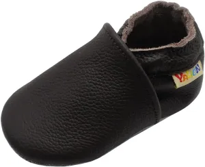 YALION Soft Leather Baby Shoes Moccasins Slip-on Boys Girls Slippers with Elastic Ankle, Anti-Slip First Walking Crib Shoes for Infant Toddlers