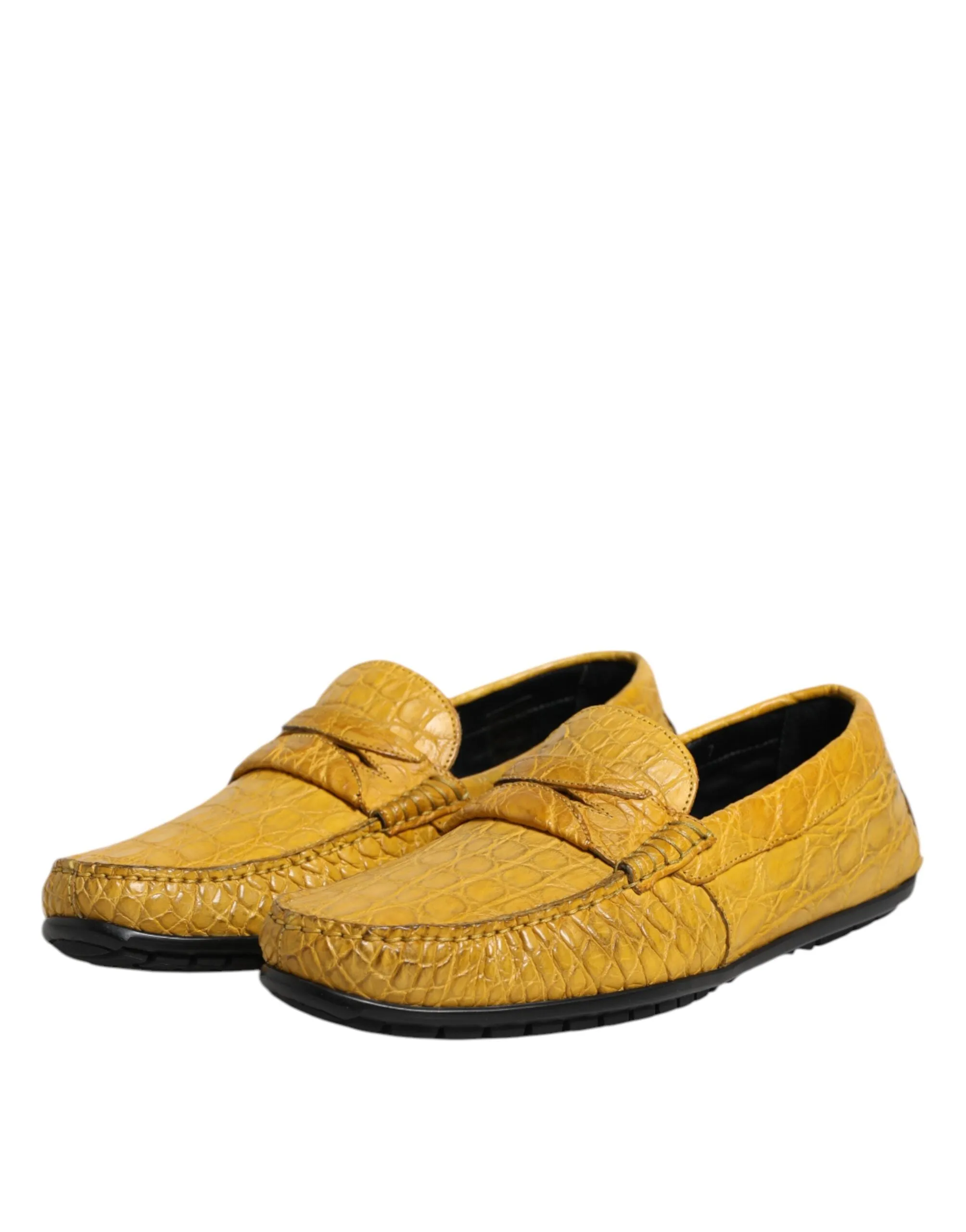 Yellow Quick delivery Slip Exotic On Loafers Artistic Dolce & Gabbana Leather Shoes