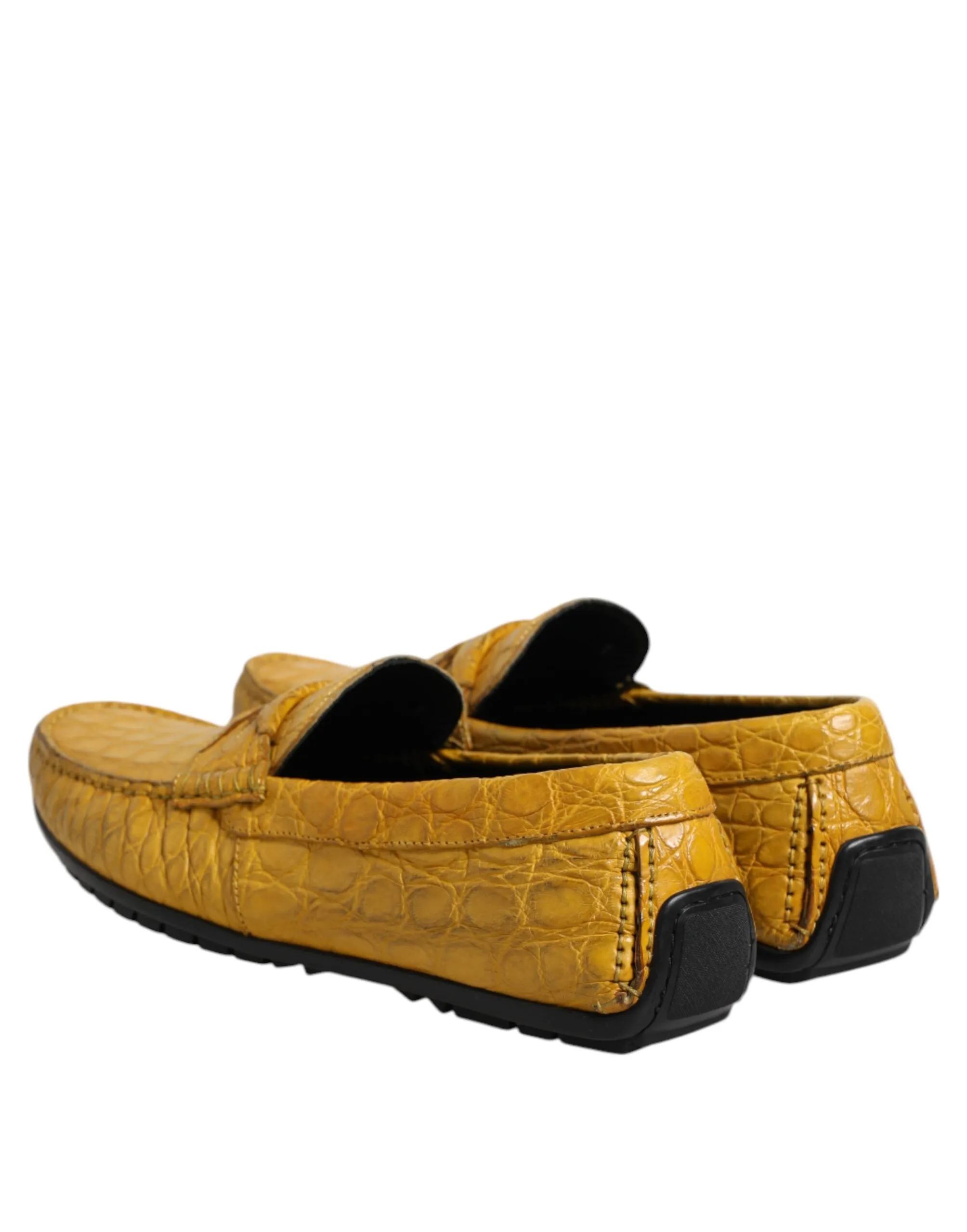 Yellow Quick delivery Slip Exotic On Loafers Artistic Dolce & Gabbana Leather Shoes
