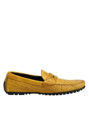 Yellow Quick delivery Slip Exotic On Loafers Artistic Dolce & Gabbana Leather Shoes