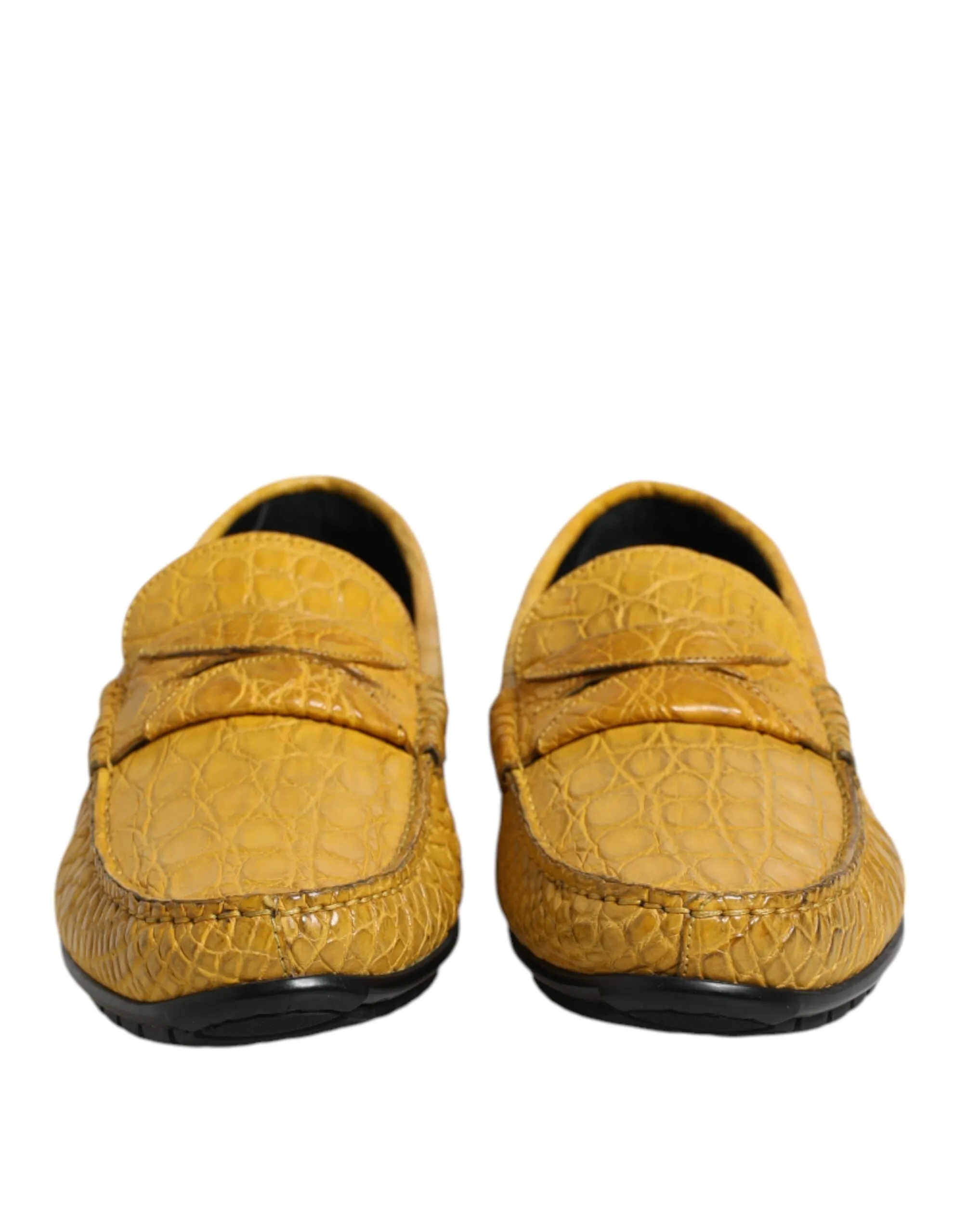 Yellow Quick delivery Slip Exotic On Loafers Artistic Dolce & Gabbana Leather Shoes
