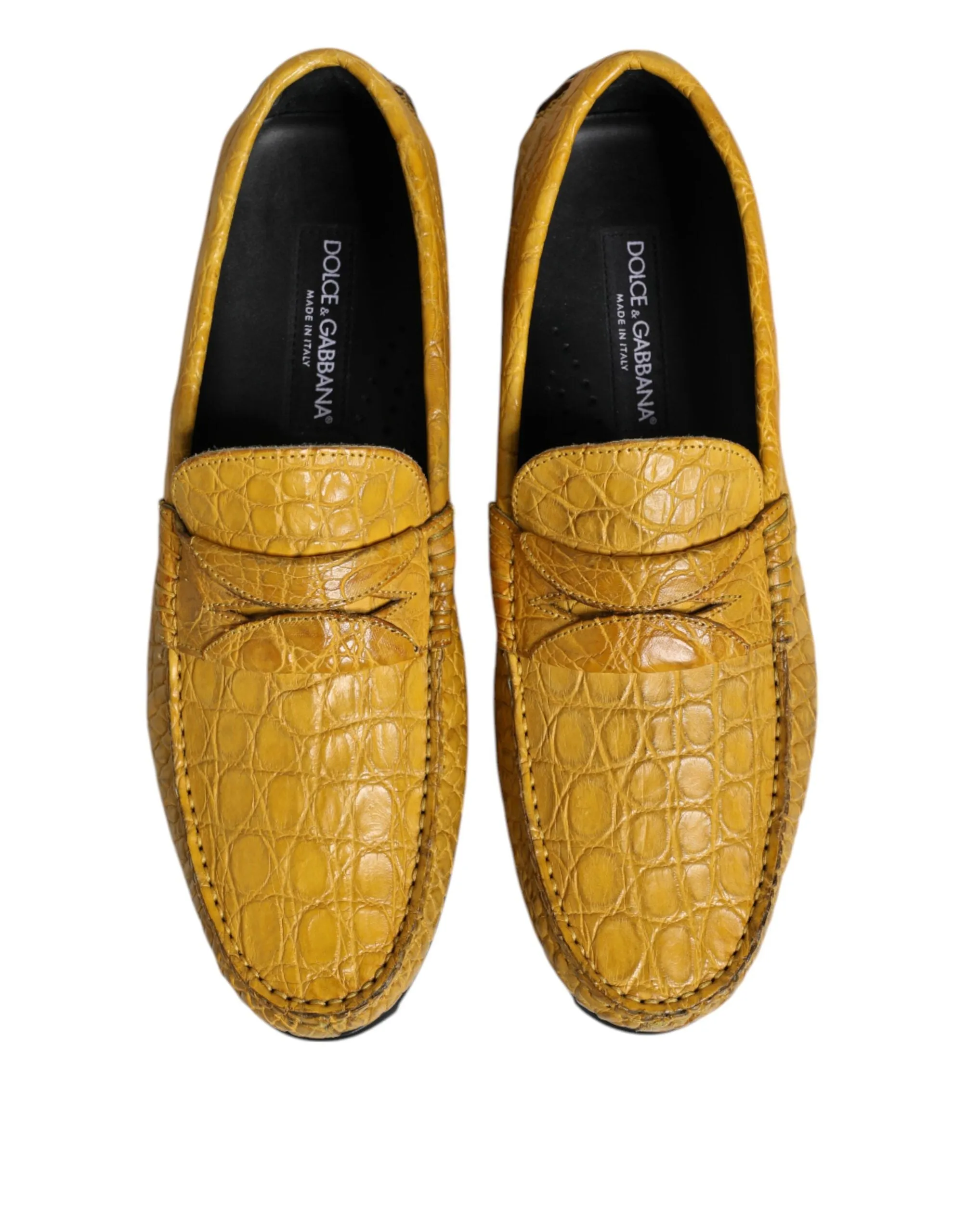Yellow Quick delivery Slip Exotic On Loafers Artistic Dolce & Gabbana Leather Shoes