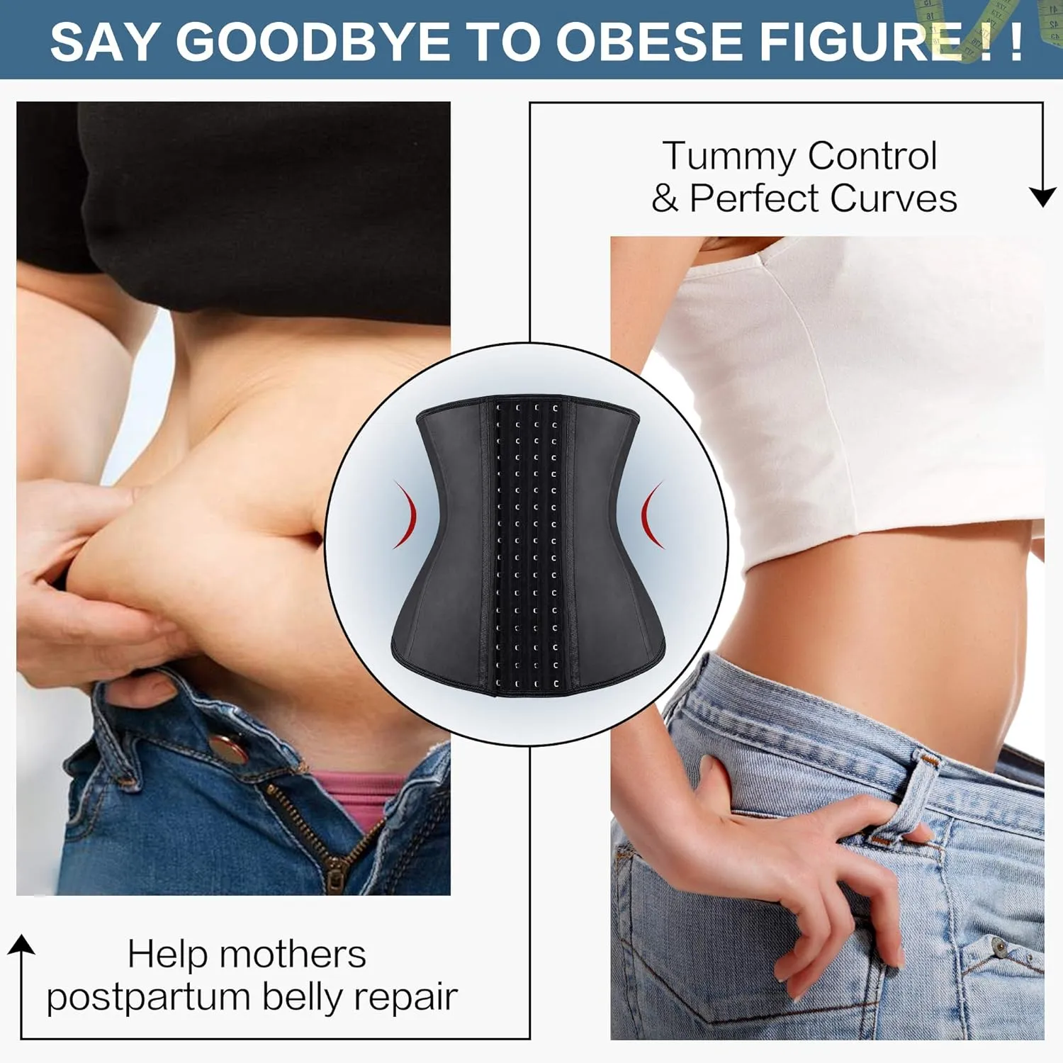 YIANNA Waist Trainer for Women Latex Underbust Waist Corsets Cincher Hourglass Body Shaper 4 Hooks