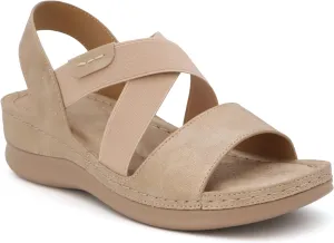 YOKI NOMI-02 Women’s Comfort Elastic Criss Cross Wedge Sandals, Women’s Sandals Comfortable, Summer Sandals