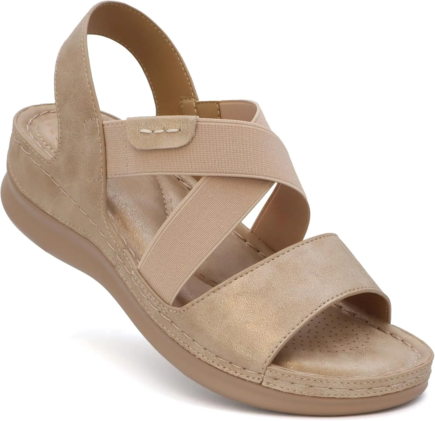YOKI NOMI-02 Women’s Comfort Elastic Criss Cross Wedge Sandals, Women’s Sandals Comfortable, Summer Sandals