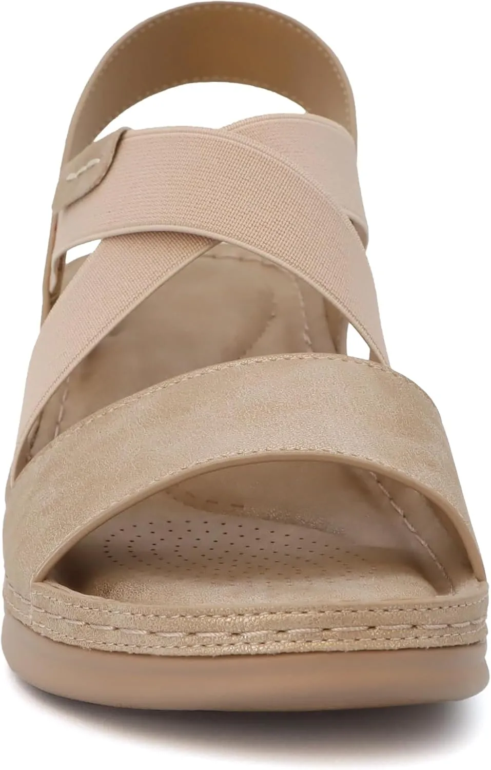 YOKI NOMI-02 Women’s Comfort Elastic Criss Cross Wedge Sandals, Women’s Sandals Comfortable, Summer Sandals