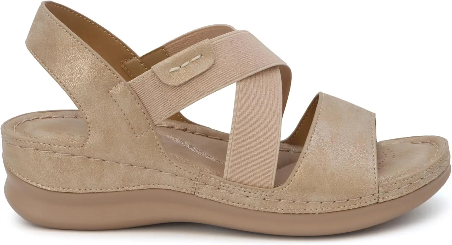 YOKI NOMI-02 Women’s Comfort Elastic Criss Cross Wedge Sandals, Women’s Sandals Comfortable, Summer Sandals