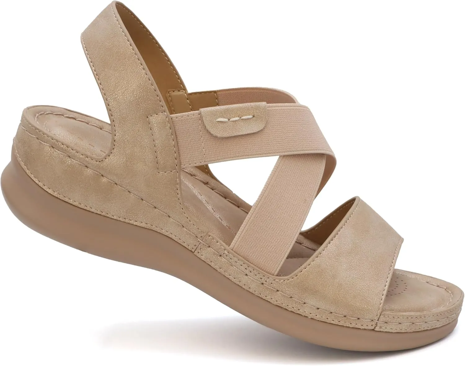 YOKI NOMI-02 Women’s Comfort Elastic Criss Cross Wedge Sandals, Women’s Sandals Comfortable, Summer Sandals