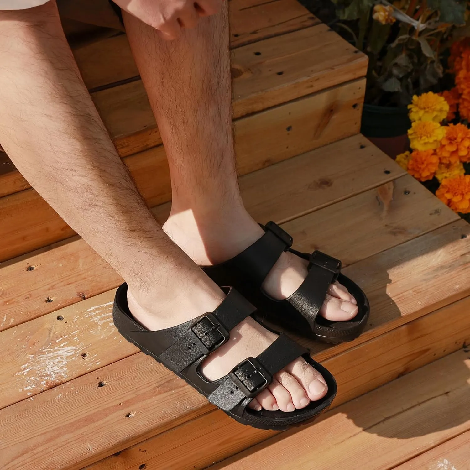 YUHITYGZGS Unisex Comfortable EVA Sandals with Arch Support, Adjustable Buckle, Summer Beach Slide Sandal for Women and Men