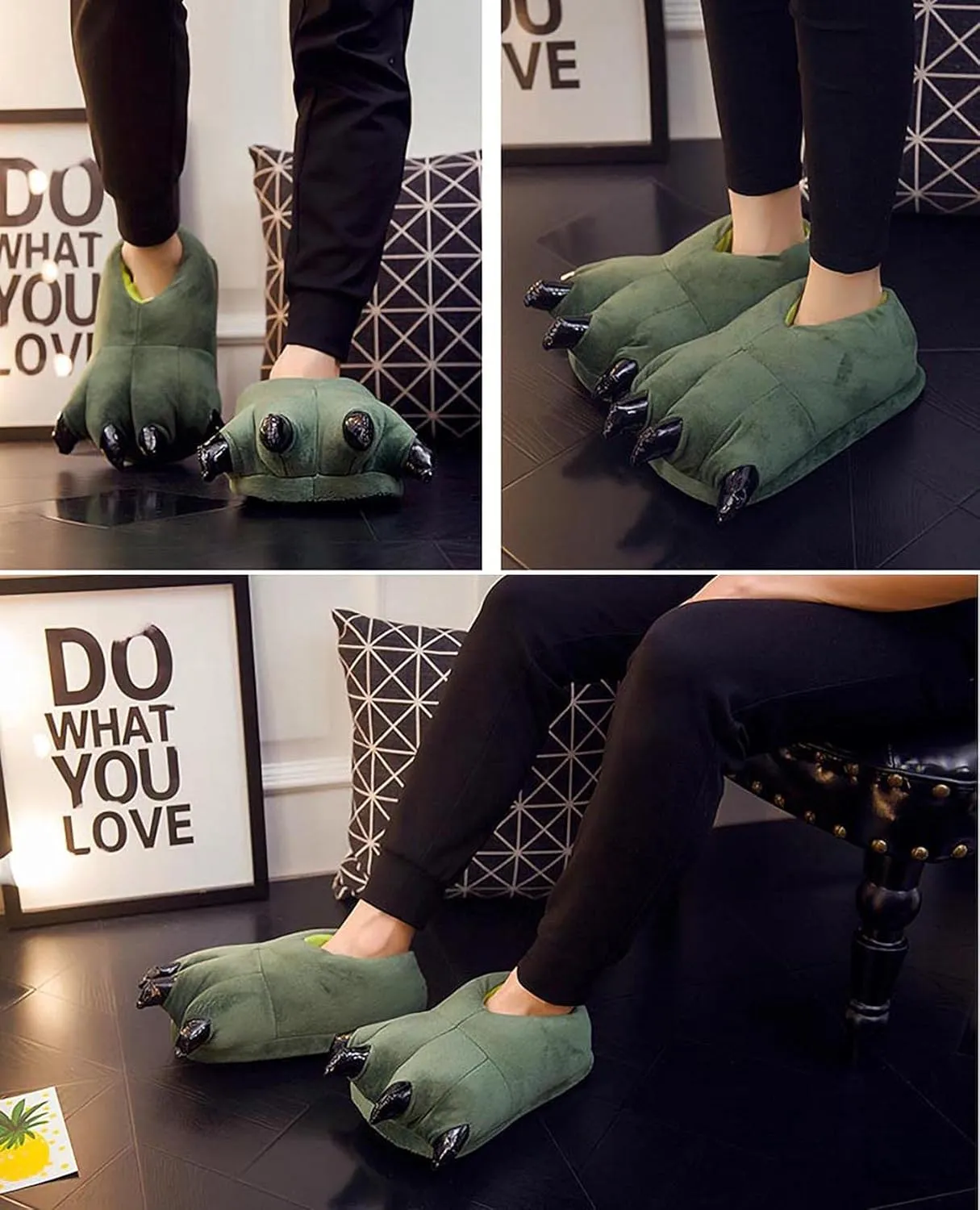 YUNZLAN Unisex Animal Paw Slipper for Men, Women, Boys, Girls, Winter Plush Home Slippers with Non-Slip Sole, Cosplay
