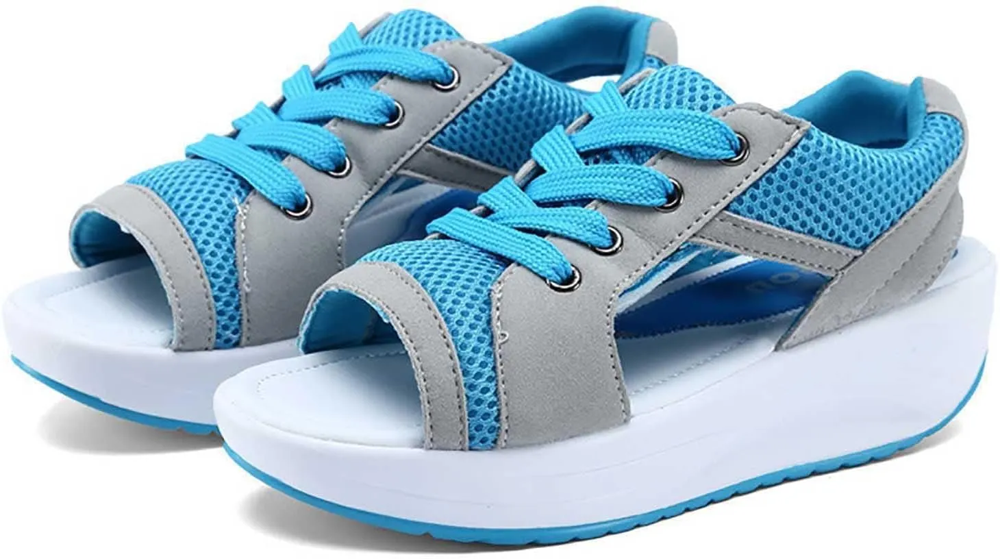 ZDLJYL Women Contrast Paneled Cutout Lace-Up Muffin Sandals,Women Causal Summer Toe Platform Sandals Sport Wedges Sandals