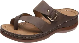 ZSpzx Women Wedge Sandals 2025,Comfortable Plantar Fasciitis Arch Support Orthopedic Slides Breathable Indoor/Outdoor Daily Wear Beach Vacation Slippers Soft Cushion Fashion Toe Ring Slip-On Casual
