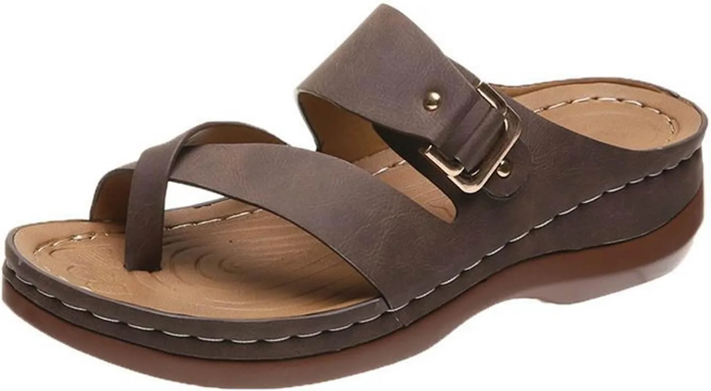 ZSpzx Women Wedge Sandals 2025,Comfortable Plantar Fasciitis Arch Support Orthopedic Slides Breathable Indoor/Outdoor Daily Wear Beach Vacation Slippers Soft Cushion Fashion Toe Ring Slip-On Casual