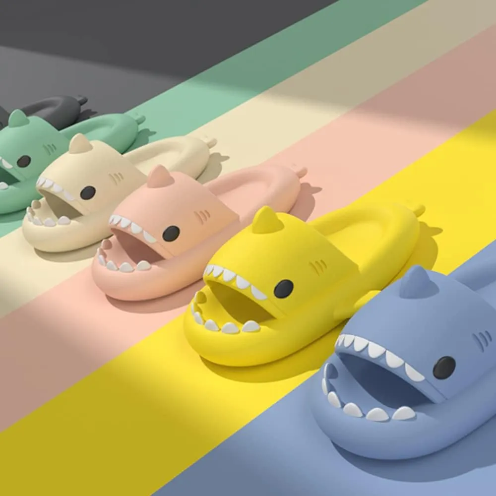 Zureto Shark Slides, Cute Cloudy Shark Slides, Thicken Anti-Slip Open Toe Casual Beach Shoes