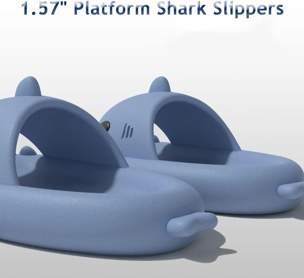 Zureto Shark Slides, Cute Cloudy Shark Slides, Thicken Anti-Slip Open Toe Casual Beach Shoes
