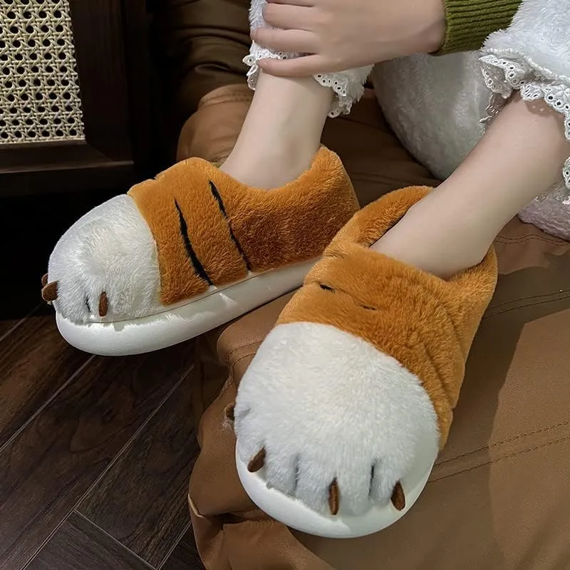 ZuwxeuPlush tiger claw home slippers，Women's slippers,Soft and comfortable，Cute animal slippers, The best gift for mom and friends