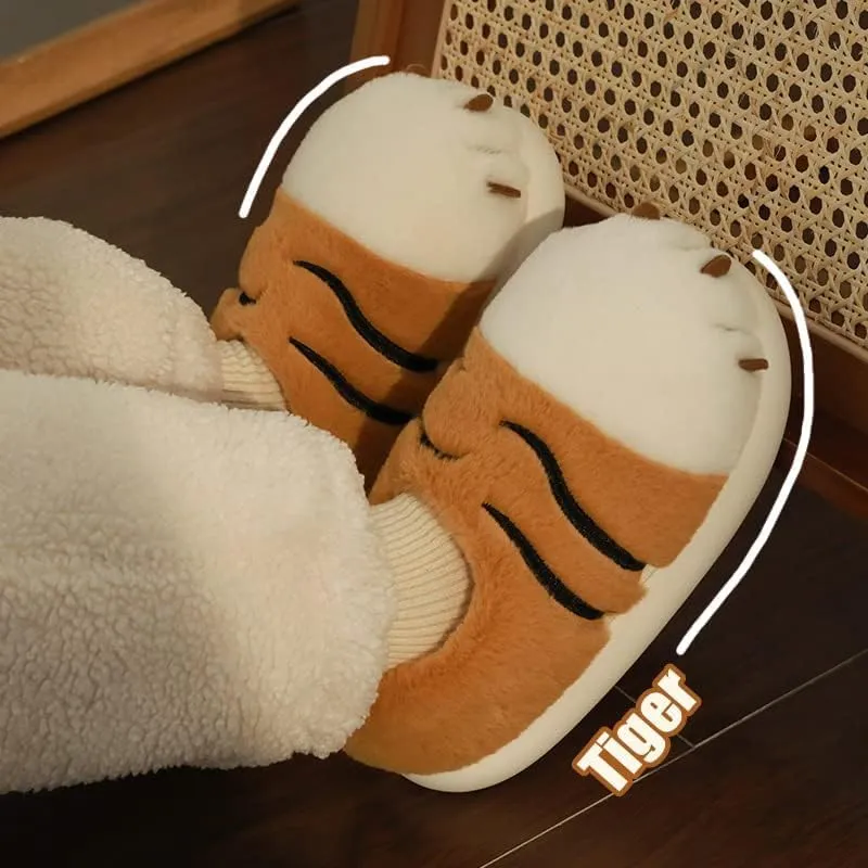 ZuwxeuPlush tiger claw home slippers，Women's slippers,Soft and comfortable，Cute animal slippers, The best gift for mom and friends
