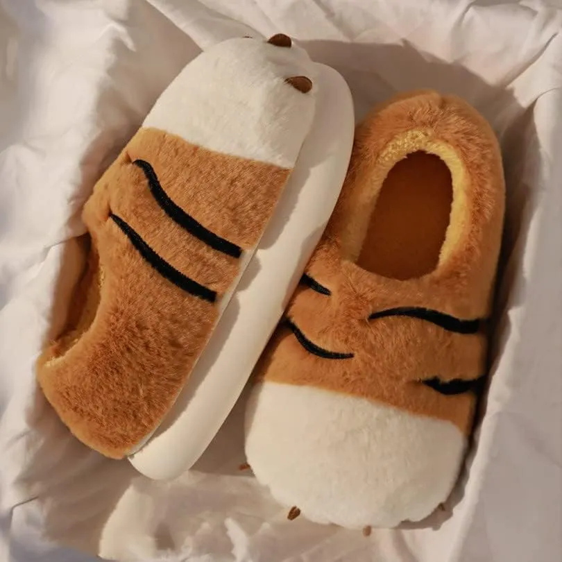 ZuwxeuPlush tiger claw home slippers，Women's slippers,Soft and comfortable，Cute animal slippers, The best gift for mom and friends