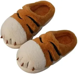 ZuwxeuPlush tiger claw home slippers，Women's slippers,Soft and comfortable，Cute animal slippers, The best gift for mom and friends