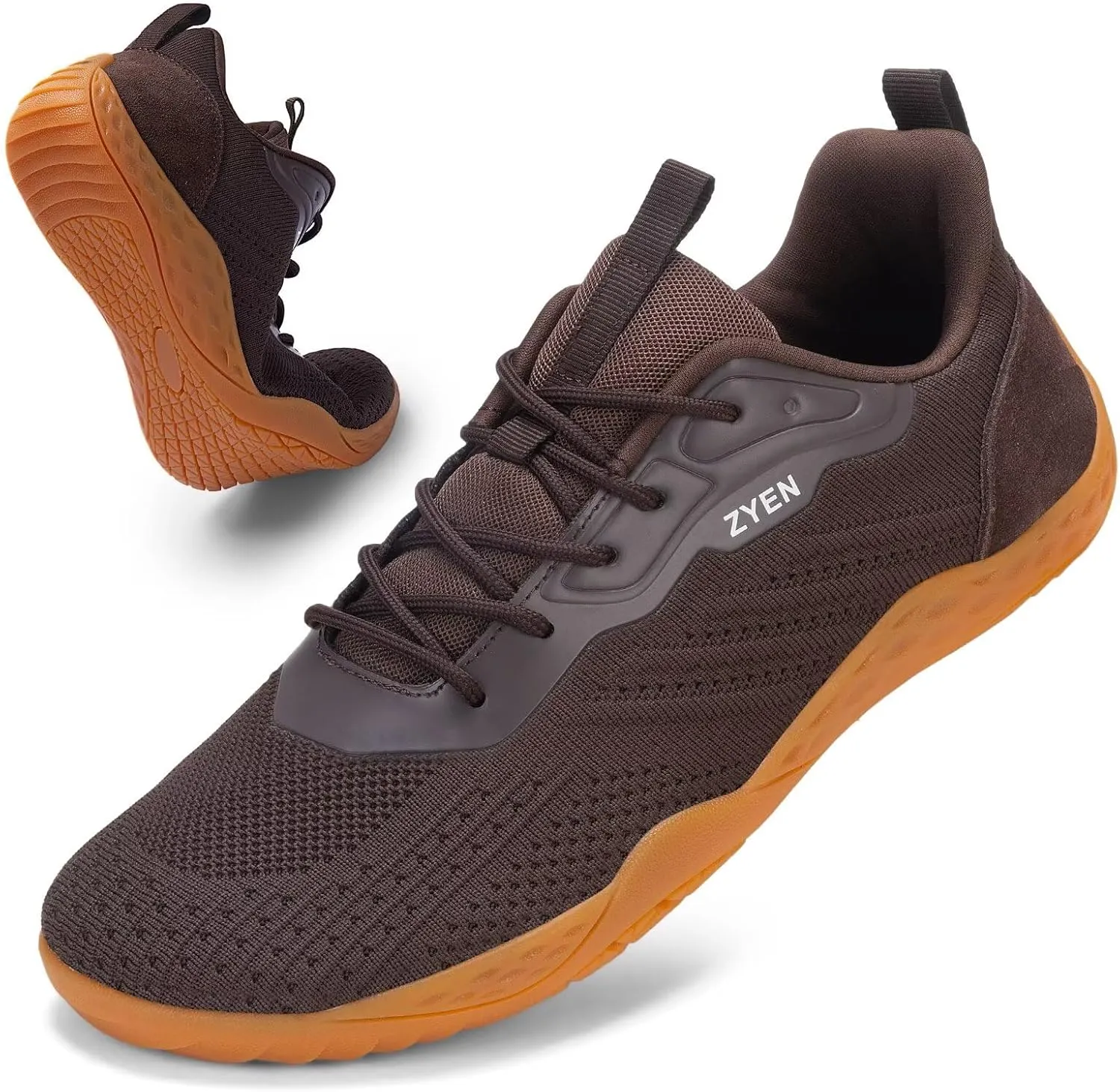 ZYEN Mens Barefoot Shoes Wide Toe Box Trail Running Sneakers Zero Drop Non-Slip Extra Wide Width Walking Shoes Minimalist Wrestling Sneakers Gym Trainer 6.5-13